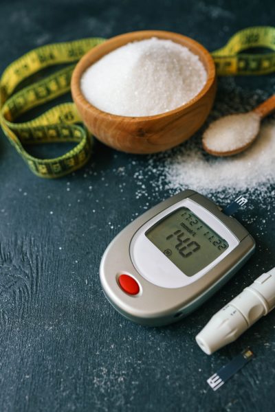 instruments-measuring-blood-sugar-top-view-black-background